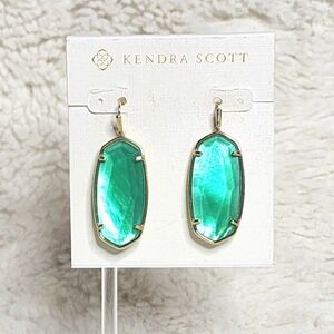Kendra Scott Elle Illusion Drop Earrings in Gold and Jade Green